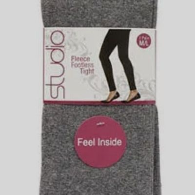 NWT STUDIO Fleece Footless Tights Gray SZ M/L